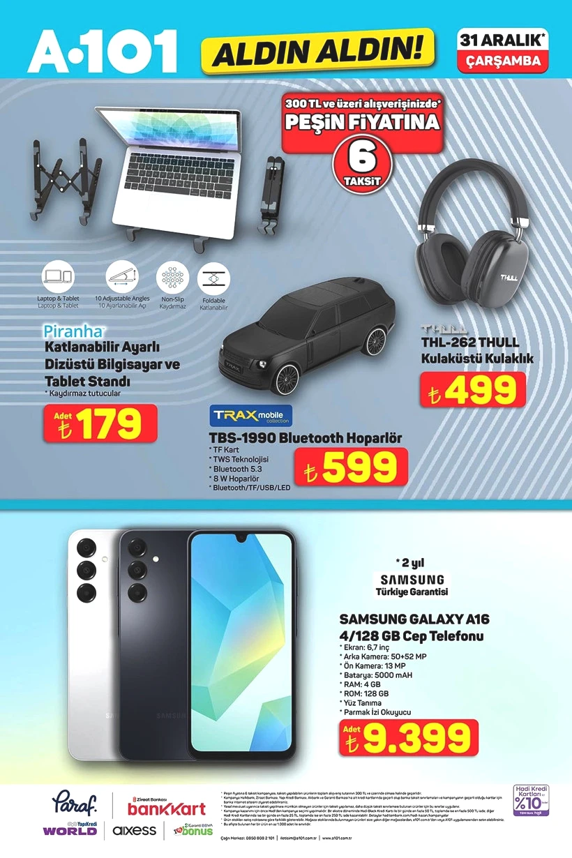 A101 Aktüel Ürünler Kataloğu 31 Aralık Çarşamba Isıtıcı, Buharlı Temizleyici, Elektrikli Cezve Var - Resim : 1