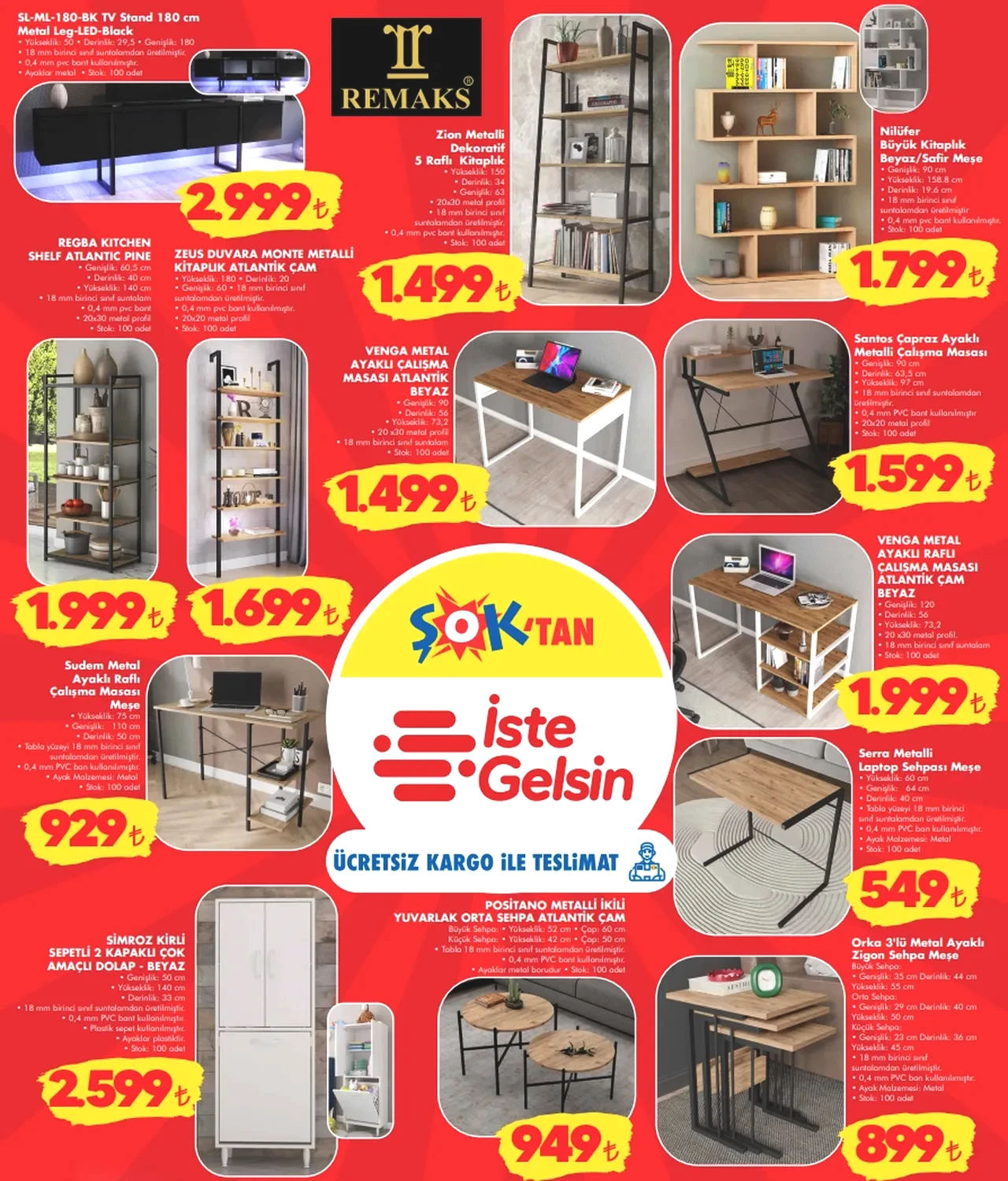 ŞOK AKTÜEL ürünler kataloğu 3-6 Ocak! Bu hafta sonu ŞOK marketlere ısıtıcılar, televizyon ünitesi ve zigon sehpa geliyor!