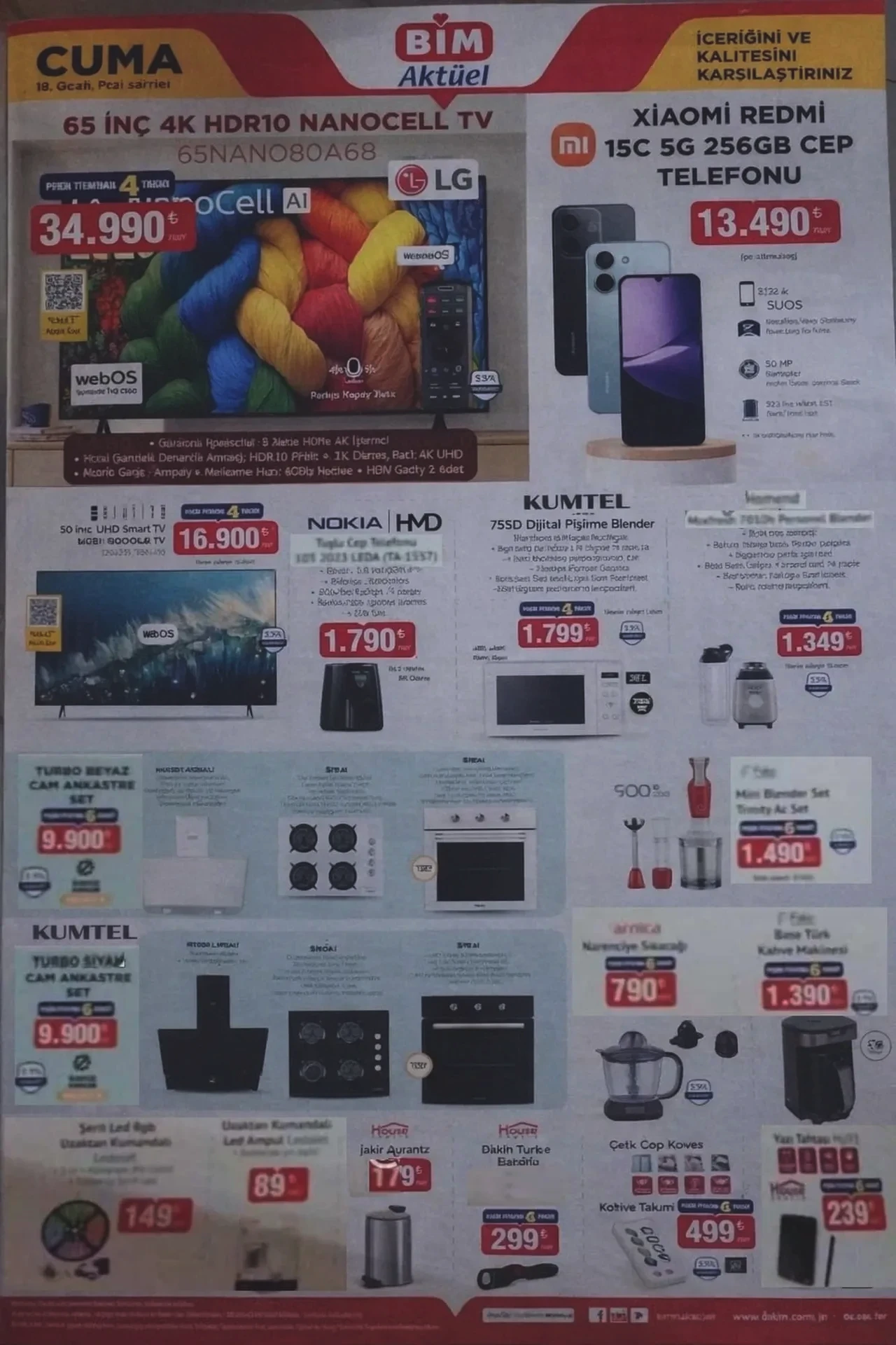 BİM 16-23 Ocak aktüel ürünler yeni kataloğu 2026! Akıllı cep telefonu, televizyon, fincan seti, spor giyim ürünleri geliyor