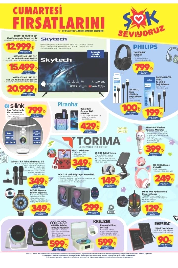 ŞOK 17-20 Ocak Cumartesi Fırsatları aktüel ürünler kataloğu! ŞOK’a Android Smart Led TV geliyor! - Sayfa 1