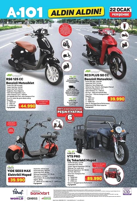A101 22 Ocak 2026 aktüel kataloğu yayınlandı! televizyondan motosiklete dev fırsatlar
