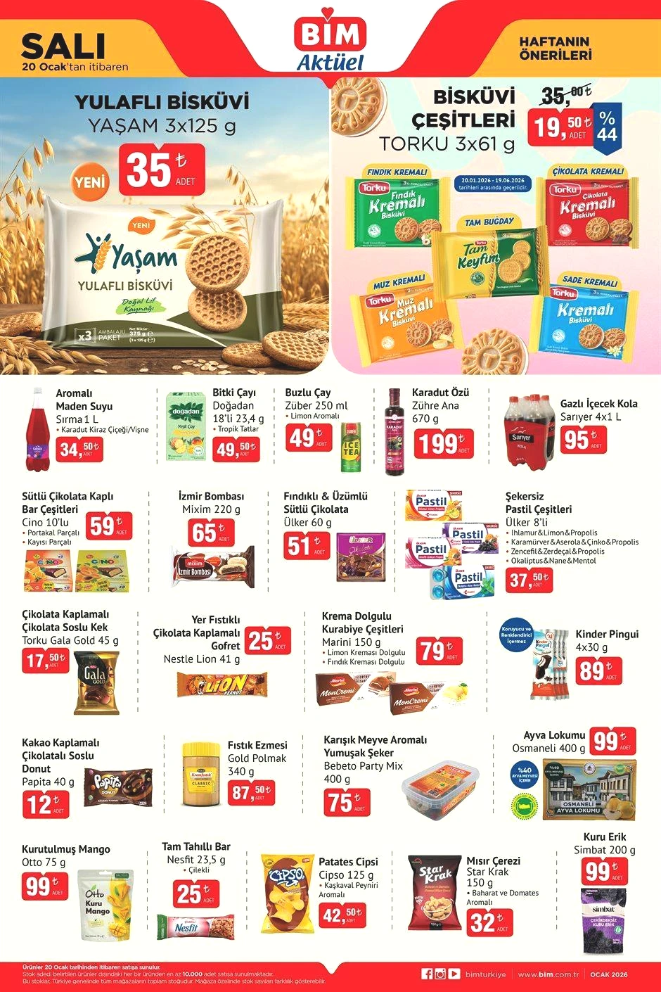 20 OCAK SALI BİM AKTÜEL KATALOĞU