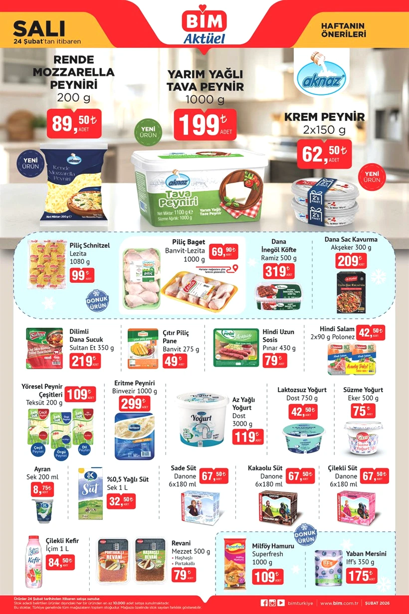 24 Şubat BİM Kataloğu 2026 Yağ, Süt, Köfte, Temizlik Ürünleri Raflara Geldi - Resim : 1