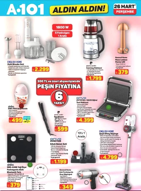 A101 AKTÜEL 26 MART PERŞEMBE KATALOĞU