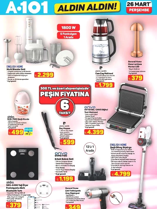 SATIŞA ÇIKTI A101 ALDIN ALDIN AKTÜEL İNDİRİM KATALOĞU 26 MART 2026 || A101 afişi bu hafta ürünleri neler A101 broşürü ile oyuncu koltuğu, buzdolabı, çapa motoru, mantar LED masa lambası raflarda...
