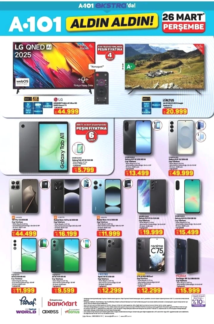 A101 26 Mart Online "Aldın Aldın" Kataloğu! Teknolojiden spor aletlerine internete özel dev kampanya - Sayfa 1