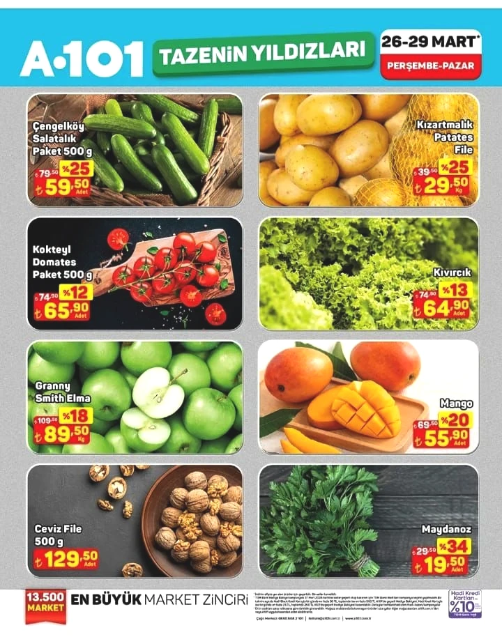 Dalından sofranıza, en uygun fiyatla: 26 Mart Çarşamba A101’de büyük manav indirimi! - Sayfa 1
