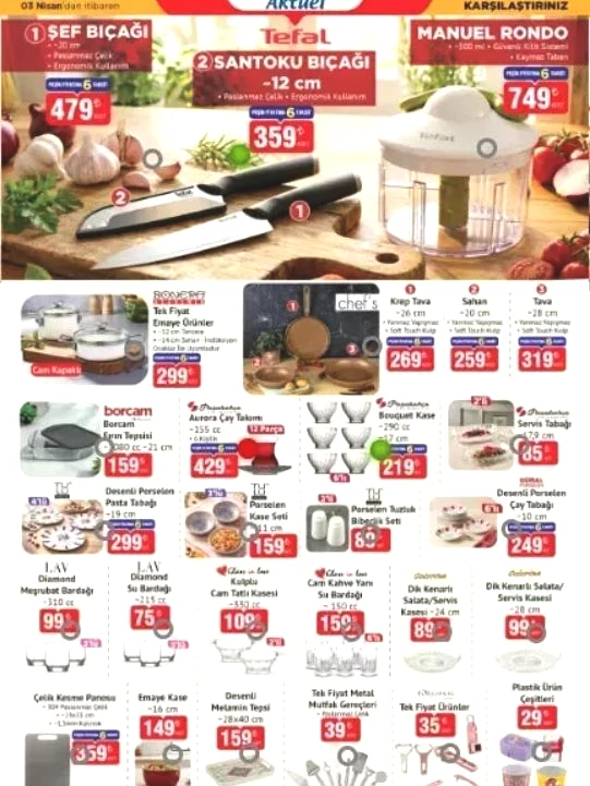 Paşabahçe Servis Tabağı (2'li): 85 TL

LAV Diamond Serisi Bardaklar: 75 TL - 99 TL

Güral Porselen Desenli Çay Tabağı (6'lı): 249 TL