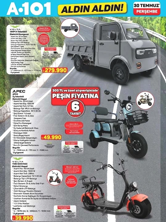 SATIŞTA A101 AKTÜEL KATALOG 30 TEMMUZ 2026 || A101 Aldın Aldın Perşembe afişi yeni neler var A101de bu hafta ankastre set, buharlı kırışıklık giderici, katlanabilir elektrikli scooter, elektrikli moped satışa çıkıyor