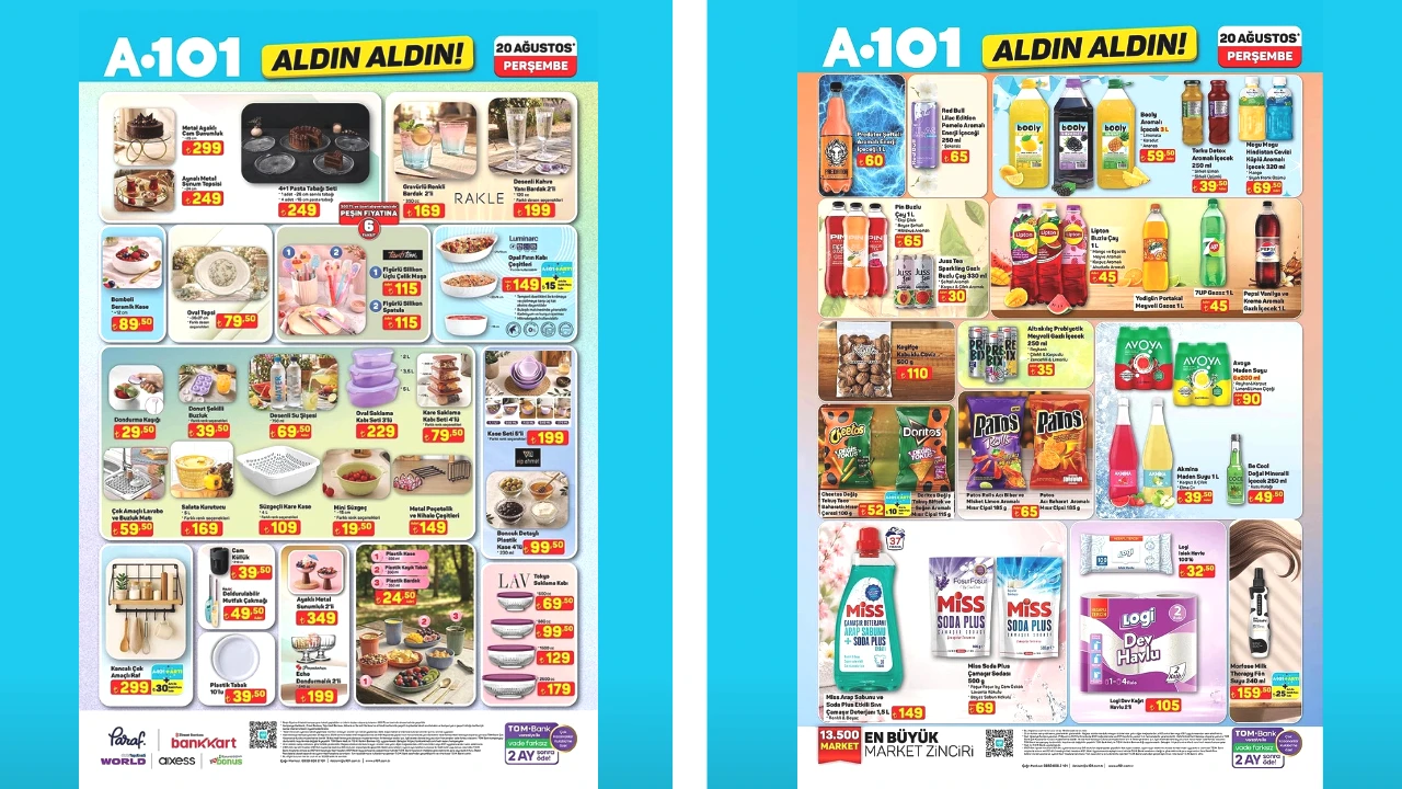 MUTFAK ÜRÜNLERİNDE DİKKAT ÇEKEN FİYATLAR
A101 ürün listesinde daha uygun fiyatlı mutfak ürünleri de bulunuyor. Bombeli seramik kase 89,50 TL, oval tepsi 79,50 TL ve jakarlı el havlusu 34,50 TL fiyatla satışa sunuluyor.
Saçaklı banyo havlusu takımı ise 219 TL fiyatla listede yer alıyor.