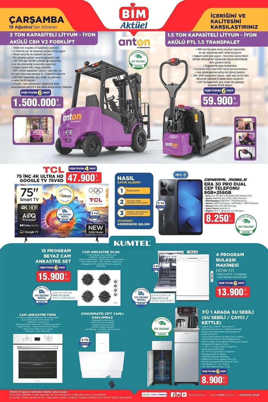 BİM 19 AĞUSTOS ÇARŞAMBA EVE TESLİM KATALOĞU